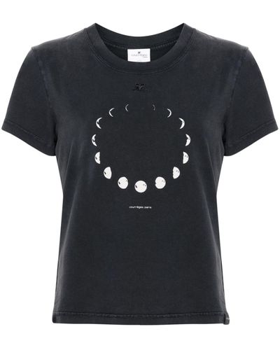 Courreges プリント Tシャツ - ブラック