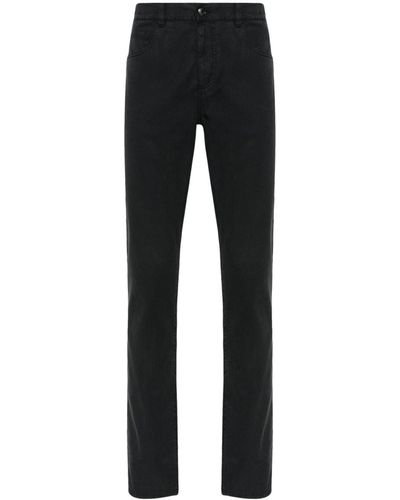 Canali Logo-patch Trousers - Black