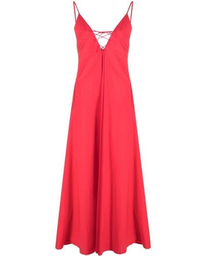 Forte Forte Lace-up A-line Maxi Dress - Red