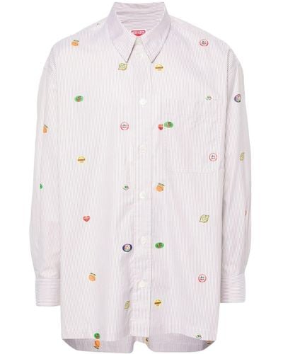 KENZO Gestreiftes Fruit Stickers Hemd - Weiß