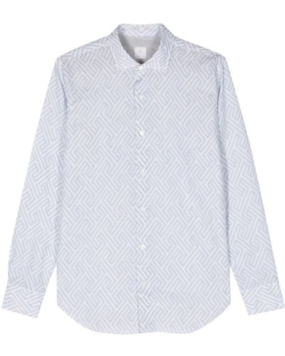 Eleventy Geometric-print Button-up Shirt - White