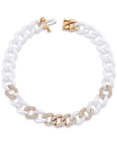 SHAY 18kt Rose Gold And Ceramic Diamond Link Bracelet - White