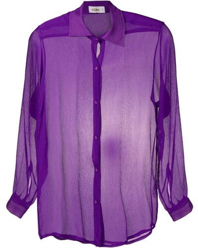 Amir Slama Sheer Crinkled Silk Shirt - Purple