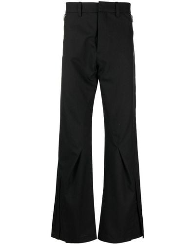 HELIOT EMIL Amalgamate Pleat-detail Straight-leg Trousers - Black