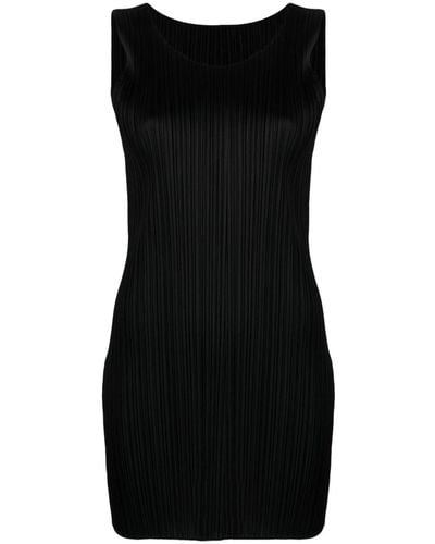 Pleats Please Issey Miyake Pleated Mini Dress - Black