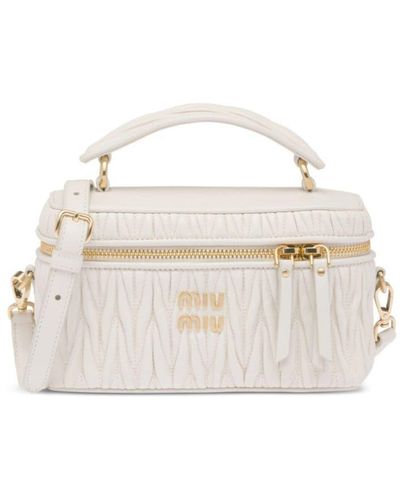 Miu Miu Matelassé Leather Shoulder Bag - White
