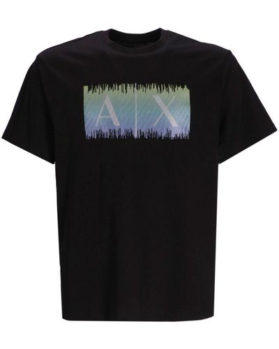 Armani Exchange T-Shirt mit Logo-Print - Schwarz