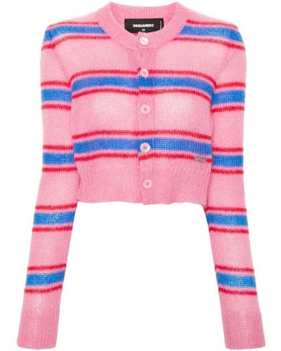 DSquared² Gestreifter Cropped-Cardigan - Pink