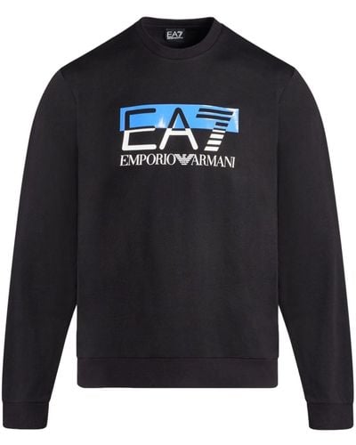 EA7 Sweater Met Logoprint - Blauw