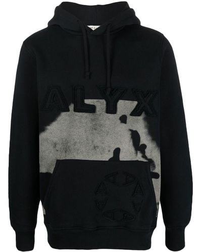 1017 ALYX 9SM Logo-embroidered Cow-print Hoodie - Gray