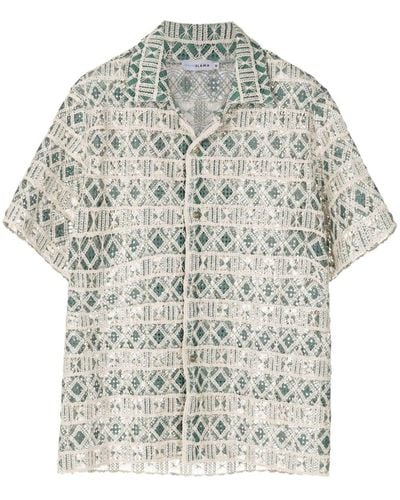 Amir Slama X Mahaslama Lace-embroidered Semi-sheer Shirt - Grey