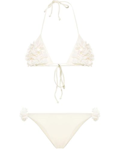 LaRevêche Shayna Bikini mit Kunstblumen - Weiß
