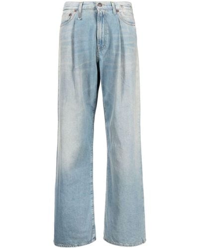 R13 Pantaloni a gamba ampia Damon con pieghe - Blu