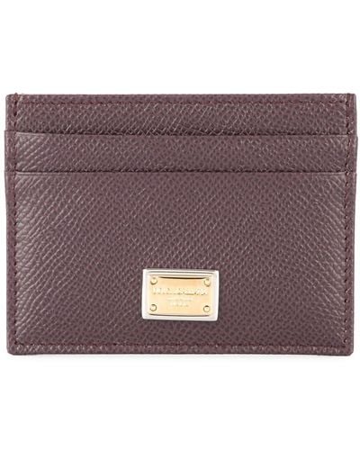 Dolce & Gabbana Leather Credit Card Case - Purple