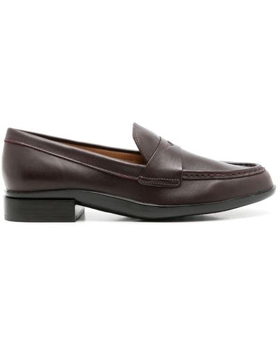 Sarah Chofakian Ignes Almond-toe Leather Loafers - Grey