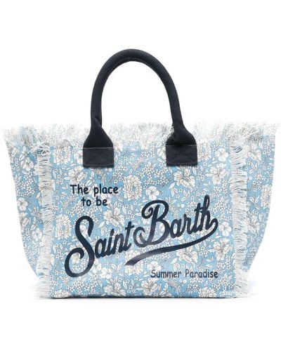 Mc2 Saint Barth Vanity Strandtasche mit floralem Print - Blau