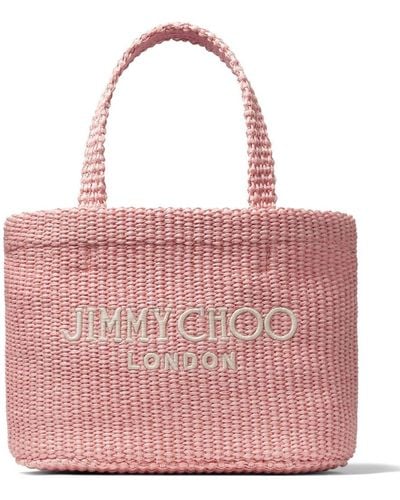 Jimmy Choo Mini Logo-embroidered Beach Bag - Pink