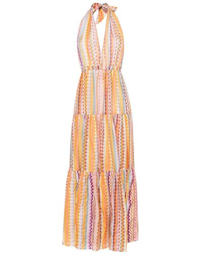 Missoni Neckholder-Kleid mit Zickzackmuster - Gelb