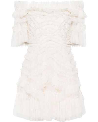 Needle & Thread Lisette Ruffled Minidress - White