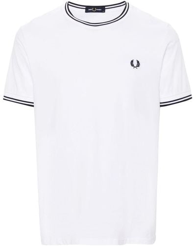Fred Perry Logo-embroidered Cotton T-shirt - White