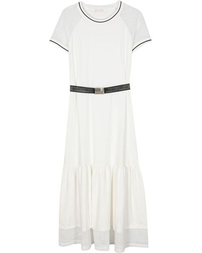 Liu Jo Gürtel-Kleid mit semi-transparentem Einsatz - Weiß