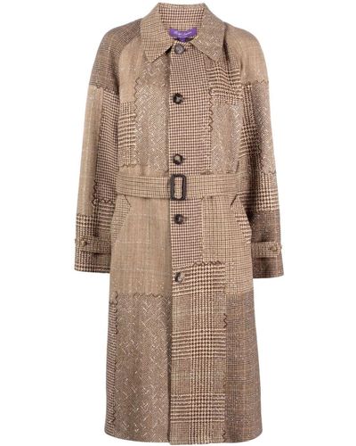 Ralph Lauren Collection Teegan Patchwork-pattern Coat - Natural