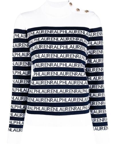 Lauren by Ralph Lauren Striped Mock-neck Sweater - Blue