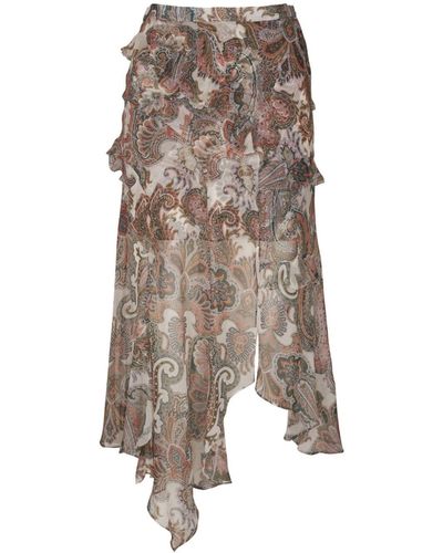 Veronica Beard Paisley-print Silk Skirt - Natural