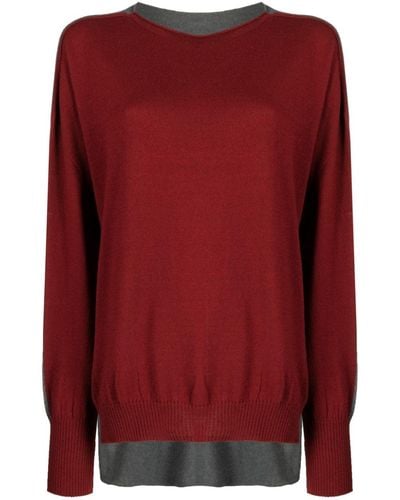 Y's Yohji Yamamoto Two-tone Fine-knit Sweater - Red