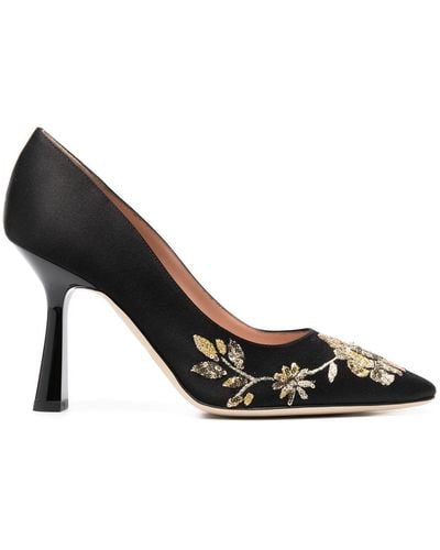 Alberta Ferretti Sequin-floral 100mm Court Shoes - Black