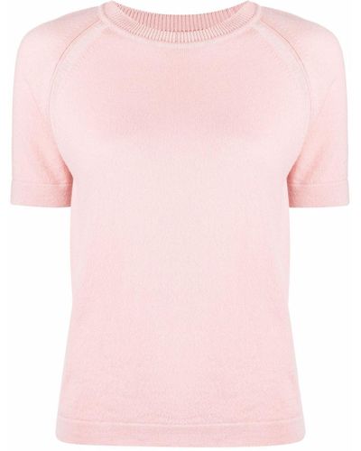 Barrie Short-sleeve Cashmere Top - Pink