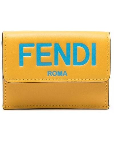 Fendi Portemonnee Met Logo - Geel