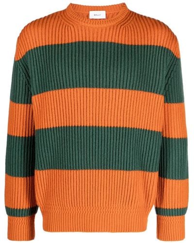 Bally Striped Ribbed Sweater - Green
