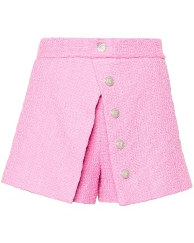 Maje Overlapping-panel Tweed Shorts - Pink