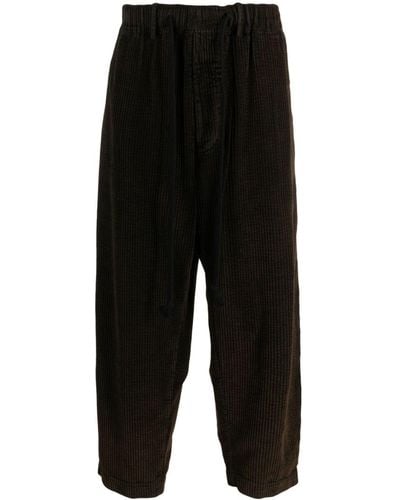 Uma Wang Pantalon en velours côtelé à coupe droite - Noir
