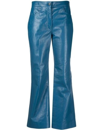 Jil Sander Ausgestellte Cropped-Lederhose - Blau