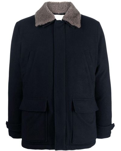Eleventy Manteau droit en laine à simple boutonnage - Bleu