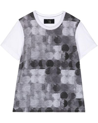 Y's Yohji Yamamoto Geometric-print Cotton T-shirt - Gray