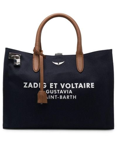 Zadig & Voltaire Sac cabas à logo imprimé - Bleu