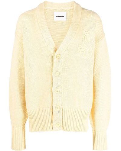 Jil Sander Embroidered-logo Cotton Cardigan - Yellow