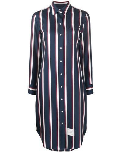 Thom Browne Striped Shirt Dress - Blue