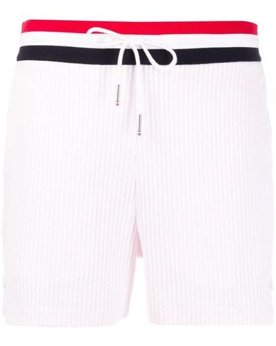 Thom Browne Tricolour-waistband Seersucker Shorts - Pink