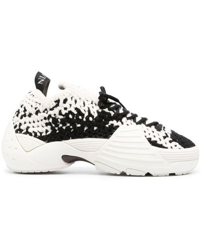 Lanvin Flash-x Crochet-knit Sneakers - White