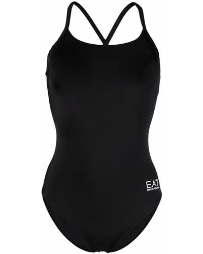 EA7 Logo-print Tonal Swimsuit - Black