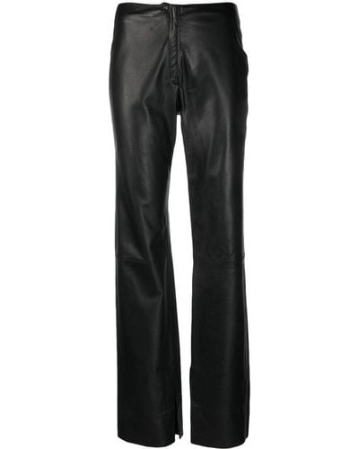 Alysi Straight-leg Leather Trousers - Black