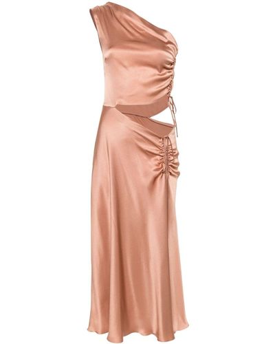 Alberta Ferretti One-shoulder Satin Midi Dress - Pink