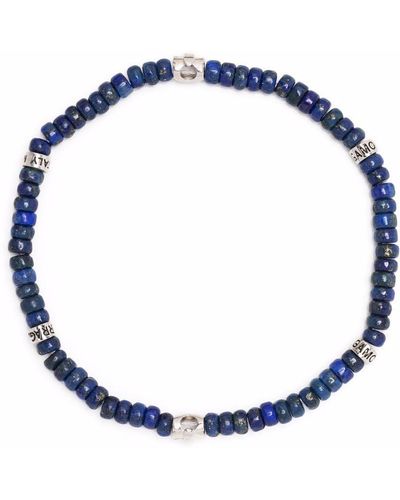 Ferragamo Engraved-detail Beaded Bracelet - Blue