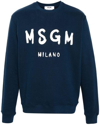 MSGM Sweatshirt mit Logo-Print - Blau