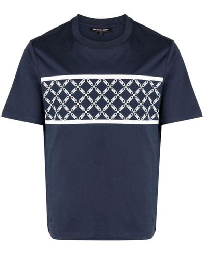 Michael Kors Empire Logo-print Cotton T-shirt - Blue