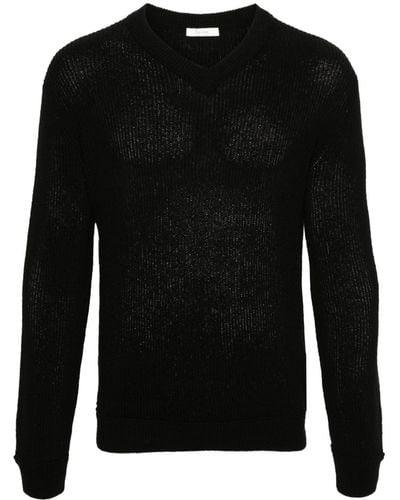 The Row Corbin Chevron-knit Sweater - Black